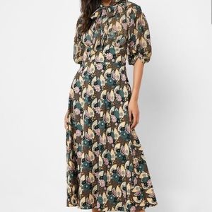 Topshop metallic floral midi dress